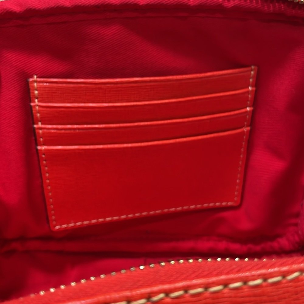 DOONEY & BOURKE CAMERA PEBBLED GRAIN ITALIAN LEATHER CROSSBODY Red/Orange - Picture 8 of 16